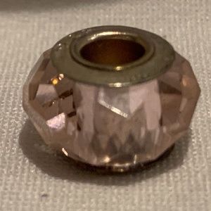 NWOT Light Pink Facet Cut Bead Charm 925 Silver